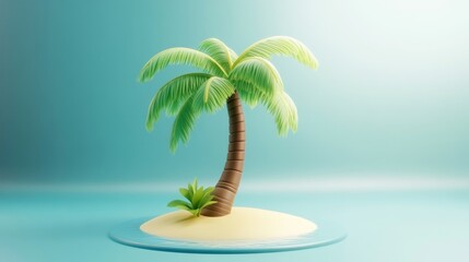 Fototapeta premium Vibrant 3D Rendered Single Palm Tree Icon for Summer Vibes