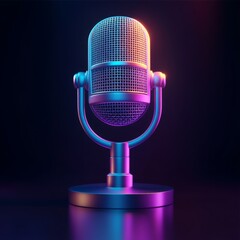 Vibrant 3D Rendered Microphone Icon for Podcast and Broadcasting Use