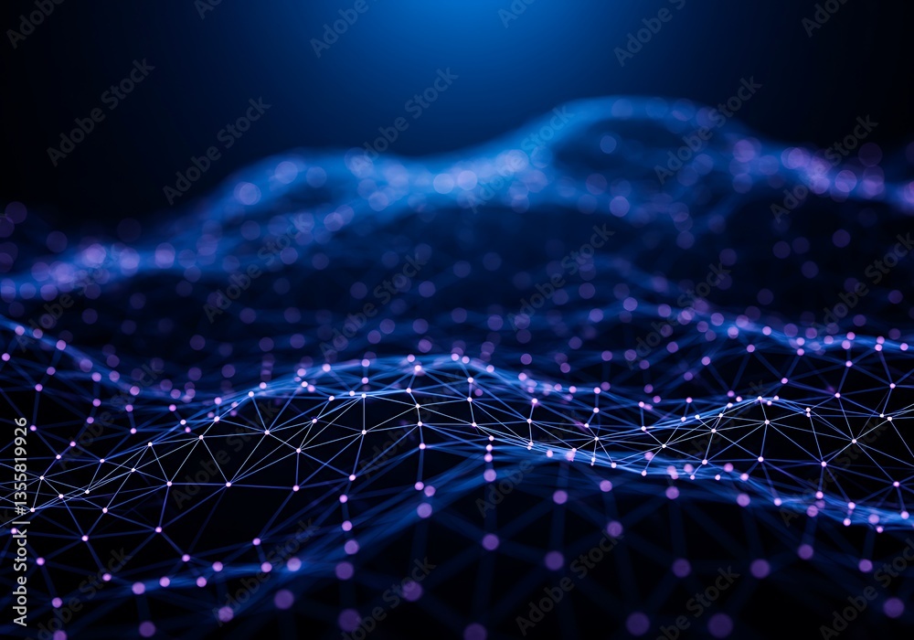 Wall mural abstract network connecting nodes with lines technology background design