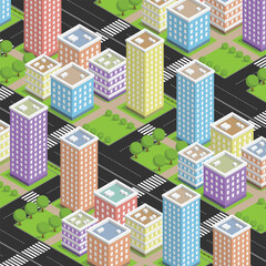 Isometric city colourful design