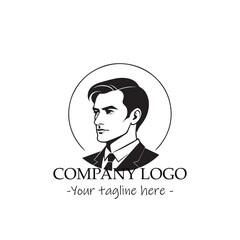 a man silhouette black and white illustration for logo company vector image
