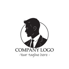 a man silhouette black and white illustration for logo company vector image
