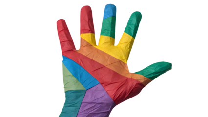 color paper cut into the shape of a hand