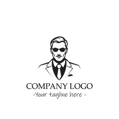 a man silhouette black and white illustration for logo company vector image
