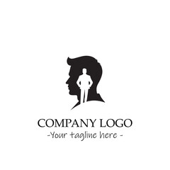 a man silhouette black and white illustration for logo company vector image