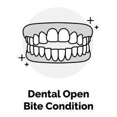 Dental Open Bite Condition Icon. Teeth Gap Symbol. Illustration for Malocclusion Treatment Concept.