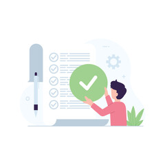 Task done vector illustration. Flat People check to do list persons concept illustration