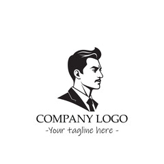 a man silhouette black and white illustration for logo company vector image