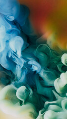 Obraz premium Underwater smoke. Art vapor. Colorful mist cloud twist flow on black background. Ink blend fume spread fantasy swirl abstract blur liquid curl.