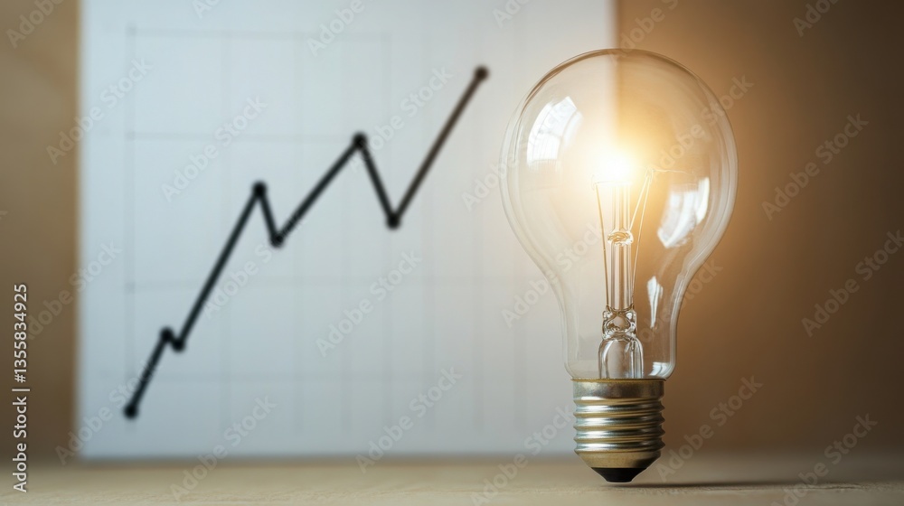 Poster growth concept with lightbulb and chart indicating success path