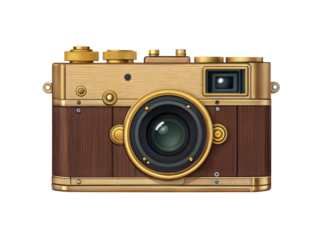 Old film camera isolated on transparent background. Png