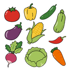 set of fresh vegetables