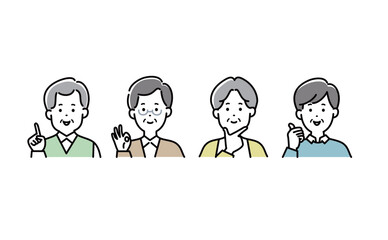 笑顔で喜ぶオシャレな男性のイラストセット