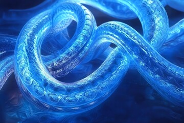 Fototapeta premium Pulsating electric-blue fractal curves, intertwining like flowing liquid energy, glowing with high-intensity HDR contrast