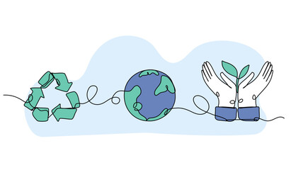 Vector illustration of eco-friendly concepts. Modern flat in continuous line style.