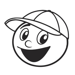 Fototapeta premium Cartoon Smiley Face with Cap