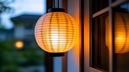 Fototapeta premium Elegant ambiance created by a glowing japanese paper lantern illumination