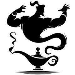 Aladdin's lamp genie silhouette