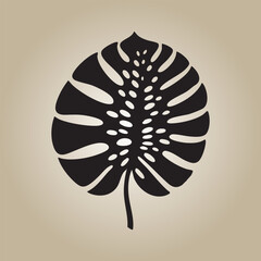 Monstera Leaf Silhouette on Gradient Background