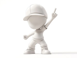 Fototapeta premium Energetic dance pose studio 3d character white background creative concept