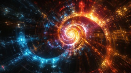 Fototapeta premium Vibrant Fractal Spiral: A Mesmerizing Abstract Digital Art Illustration