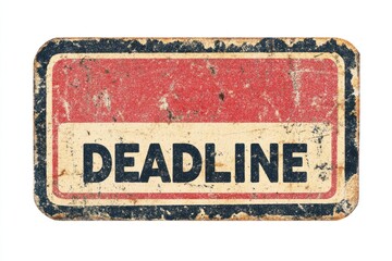 A rectangular grunge-effect "DEADLINE" stamp with ink smudges for a realistic look.