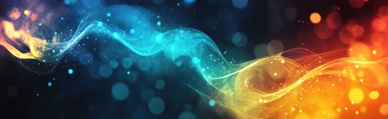 Abstract Energy Wave Background with Bokeh Lights and Vibrant Colors
