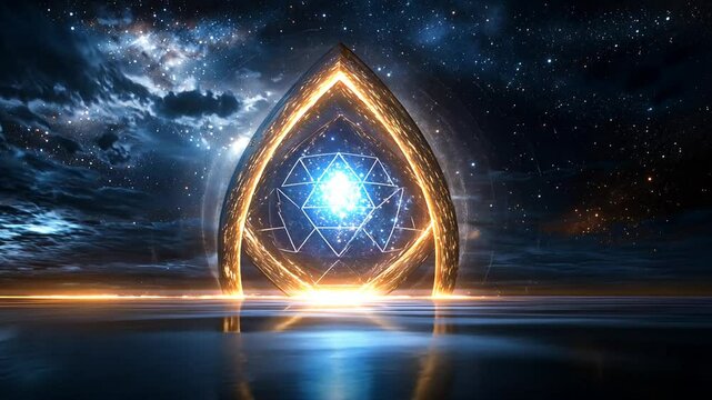 Celestial Merkaba Portal to Unknown Dimensions in Night Sky