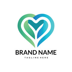 green tree leaf heart logo shape