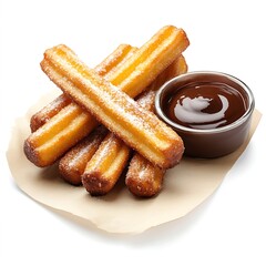 Traditional Spanish Churros with Cinnamon Sugar and Chocolate Dip