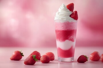 Delicious Creamy Strawberry Smoothie Served in a Tall Glass