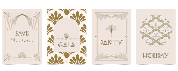 Fototapeta premium Abstract vintage art deco template for a4 vertical design