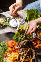 group feast in asian restaurant 