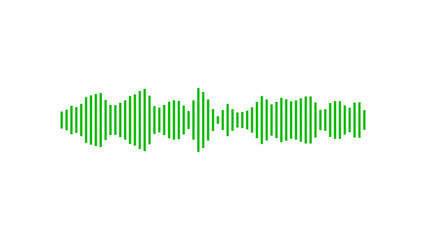 Audio music sound waveform. Abstract green sound waves on white background. Audio wave digital frequency