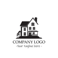 a house silhouette black and white for logo illustration