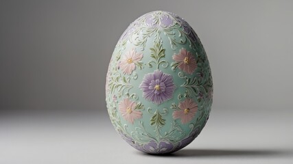 Colorful Easter eggs in a basket nest and on a green background