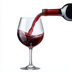 Pouring red wine into a crystal glass, creating a dynamic splash.