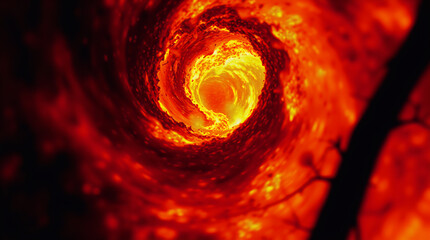 Extreme close-up of fire vortex consuming eucalyptus forest