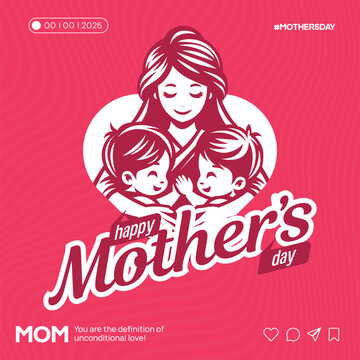 minimalist mothers day illustrative poster