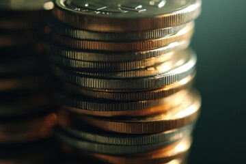 A macro shot of stacked coins with an ascending graph overlay, representing increasing revenue and financial stability.