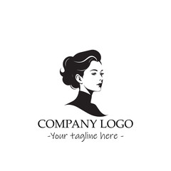 a woman silhouette black and white illustration for logo company vector image
