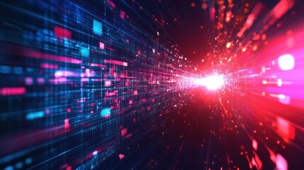 Fototapeta premium Abstract Digital Cyberspace with Data Network Connections and Speed of Light