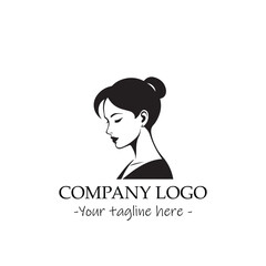 a woman silhouette black and white illustration for logo company vector image