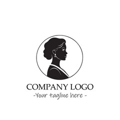 a woman silhouette black and white illustration for logo company vector image