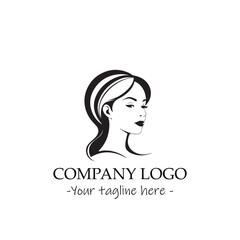 a woman silhouette black and white illustration for logo company vector image