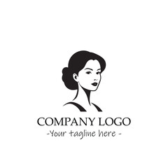a woman silhouette black and white illustration for logo company vector image
