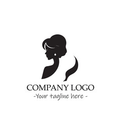 a woman silhouette black and white illustration for logo company vector image