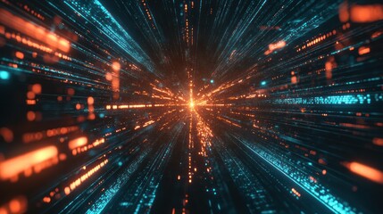 Naklejka premium Abstract Digital Cyberspace with Data Streams and Particle Visualization