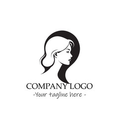 a woman silhouette black and white illustration for logo company vector image