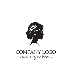a woman silhouette black and white illustration for logo company vector image